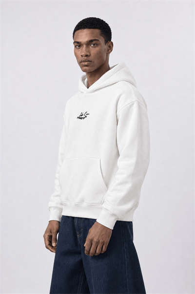 Erkek Lake Como Patch Detaylı Oversize Hoodie Ekru