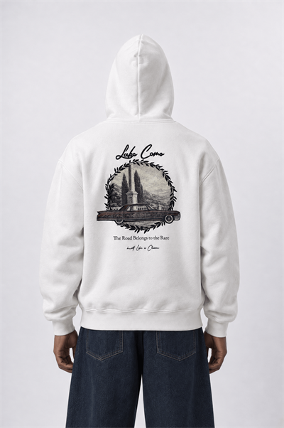 Erkek Lake Como Patch Detaylı Oversize Hoodie Ekru