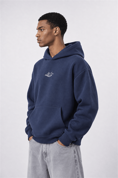 Erkek Lake Como Patch Detaylı Oversize Hoodie Lacivert