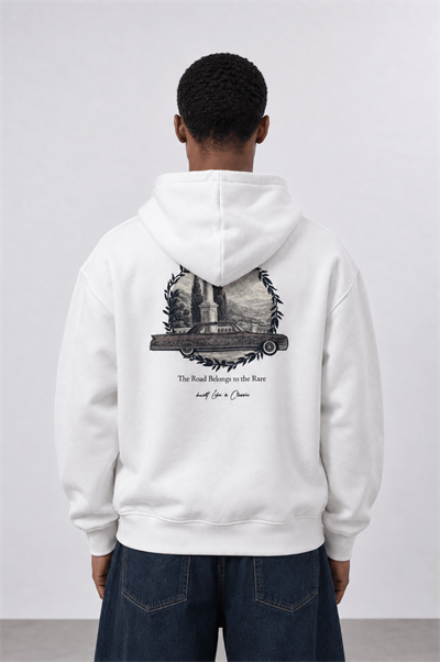 Erkek Lake Como Patch Detaylı Oversize Hoodie Ekru