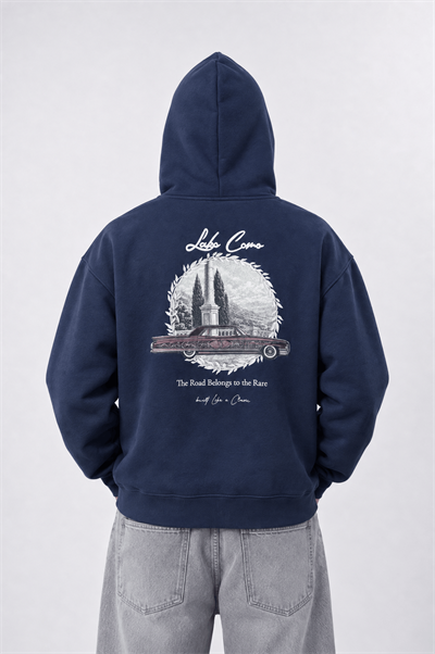 Erkek Lake Como Patch Detaylı Oversize Hoodie Lacivert