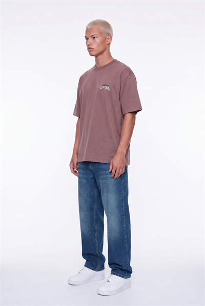 Erkek Leather Baskılı Oversize T-Shirt Kahve