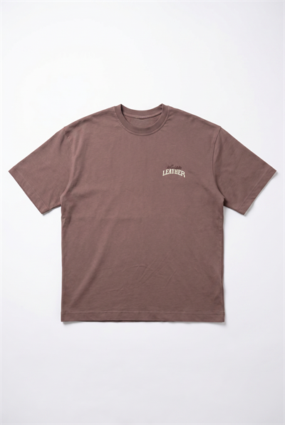 Erkek Leather Baskılı Oversize T-Shirt Kahve
