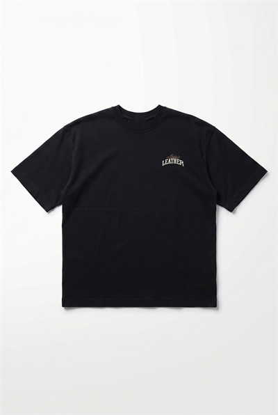 Erkek Leather Baskılı Oversize T-Shirt Siyah