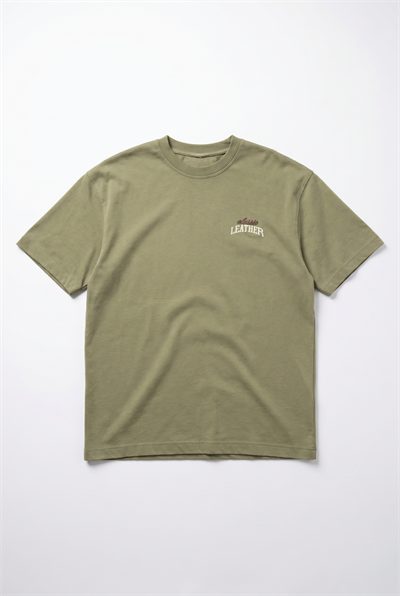 Erkek Leather Baskılı Oversize T-Shirt Haki
