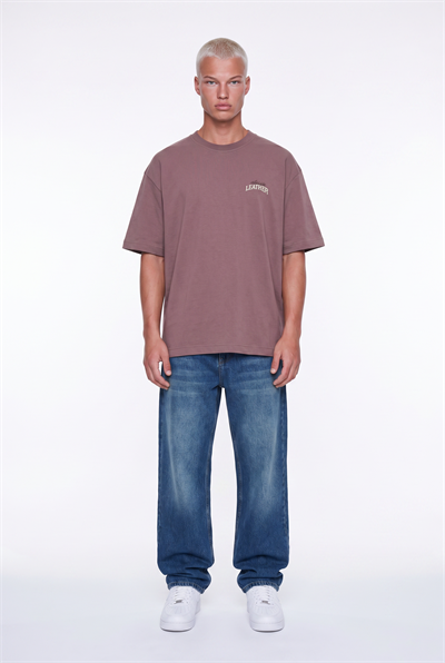 Erkek Leather Baskılı Oversize T-Shirt Kahve