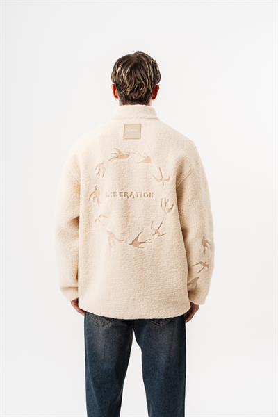 Erkek Liberation Zip Oversize Teddy Ceket Ekru