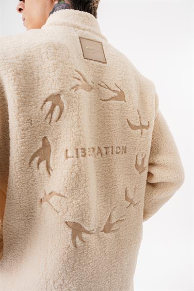 Erkek Liberation Zip Oversize Teddy Ceket Ekru
