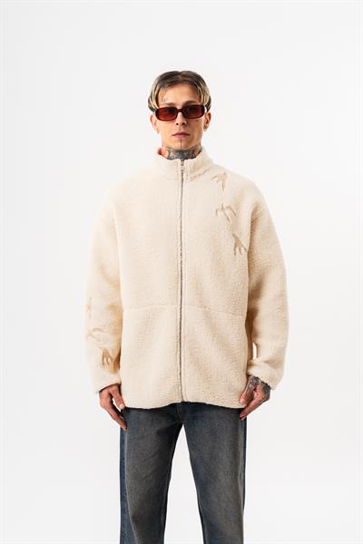 Erkek Liberation Zip Oversize Teddy Ceket Ekru