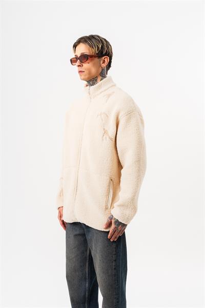 Erkek Liberation Zip Oversize Teddy Ceket Ekru