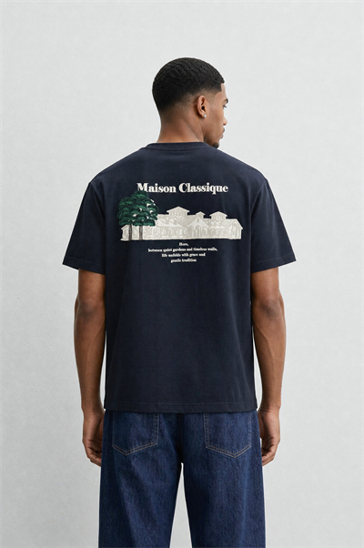 Erkek Maison Baskılı Oversize T-Shirt Siyah