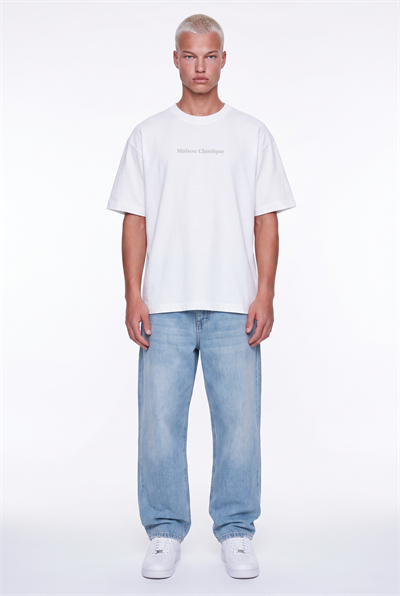 Erkek Maison Baskılı Oversize T-Shirt Ekru
