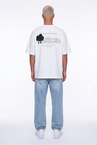 Erkek Maison Baskılı Oversize T-Shirt Ekru