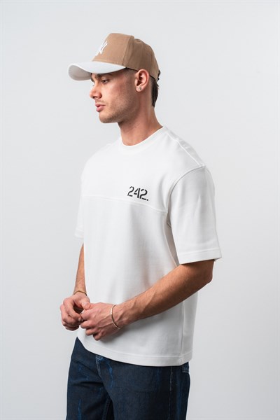 Erkek Mentalite Baskılı Regular Fit T-Shirt Ekru
