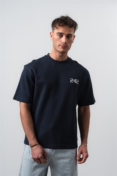 Erkek Mentalite Baskılı Regular Fit T-Shirt Lacivert