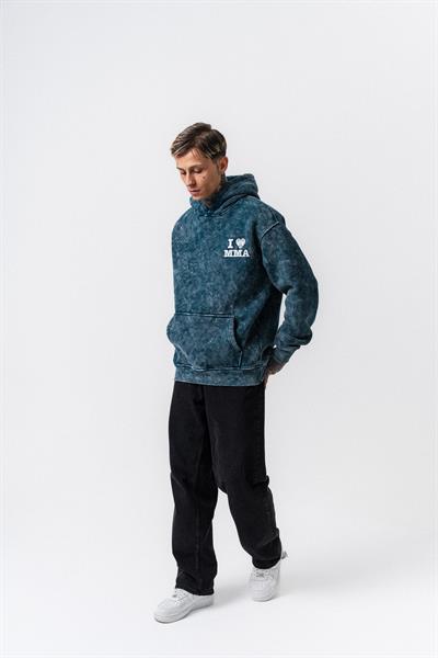 Erkek MMA Baskılı Kapüşonlu Oversize Hoodie Zümrüt