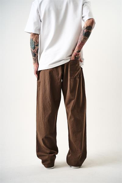 Erkek Müslin Kumaş Baggy Pantolon Kahve