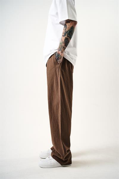 Erkek Müslin Kumaş Baggy Pantolon Kahve