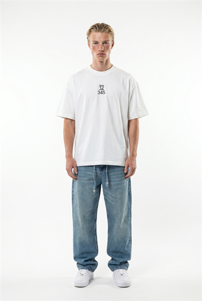 Erkek Nakışlı Oversize T-Shirt Ekru