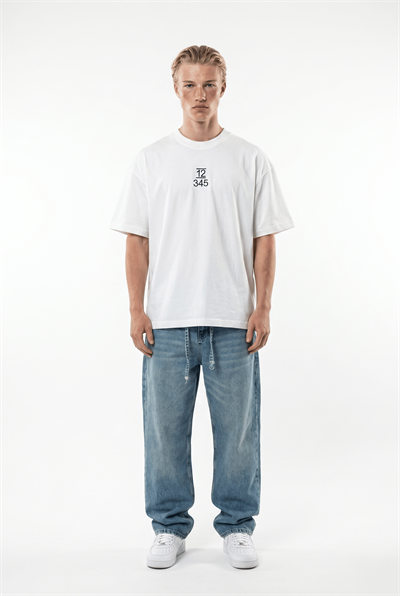 Erkek Nakışlı Oversize T-Shirt Ekru