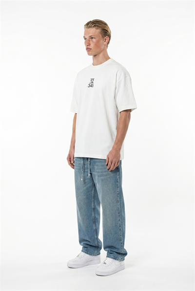 Erkek Nakışlı Oversize T-Shirt Ekru