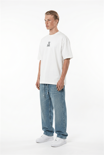 Erkek Nakışlı Oversize T-Shirt Ekru