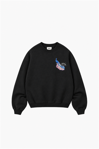 Erkek Natural Patch Detaylı Oversize Sweatshirt Siyah