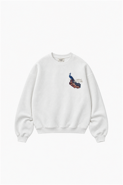 Erkek Natural Patch Detaylı Oversize Sweatshirt Ekru