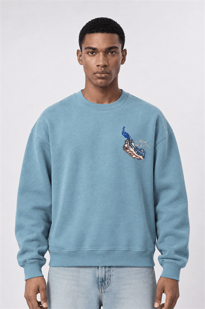 Erkek Natural Patch Detaylı Oversize Sweatshirt Prada