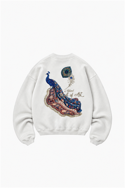 Erkek Natural Patch Detaylı Oversize Sweatshirt Ekru