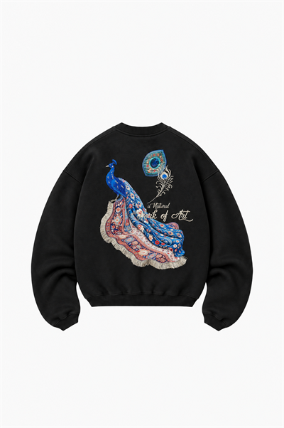 Erkek Natural Patch Detaylı Oversize Sweatshirt Siyah