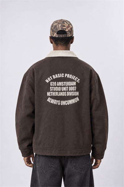 Erkek Not Basic Project Baskılı Oversize Ceket Kahve