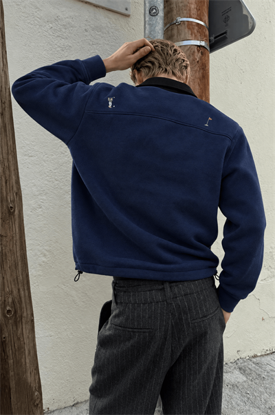 Erkek Not For Everyone Nakışlı Polo Yaka Oversize Sweatshirt Lacivert