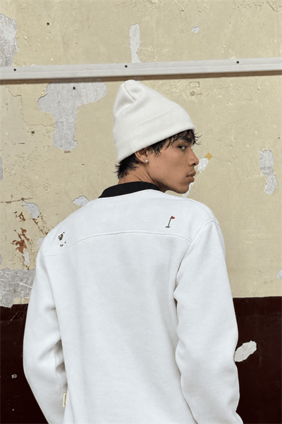 Erkek Not For Everyone Nakışlı Polo Yaka Oversize Sweatshirt Ekru