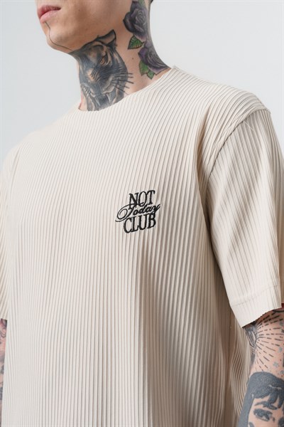 Erkek Not Today Yazılı T-Shirt Pantolon Takım Bej