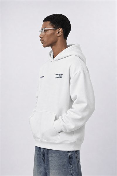Erkek notbasic Baskılı Oversize Hoodie Ekru