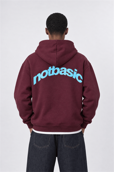 Erkek notbasic Baskılı Oversize Hoodie Bordo