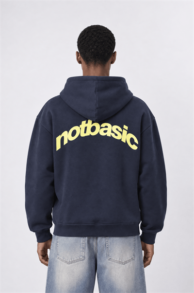 Erkek notbasic Baskılı Oversize Hoodie Lacivert