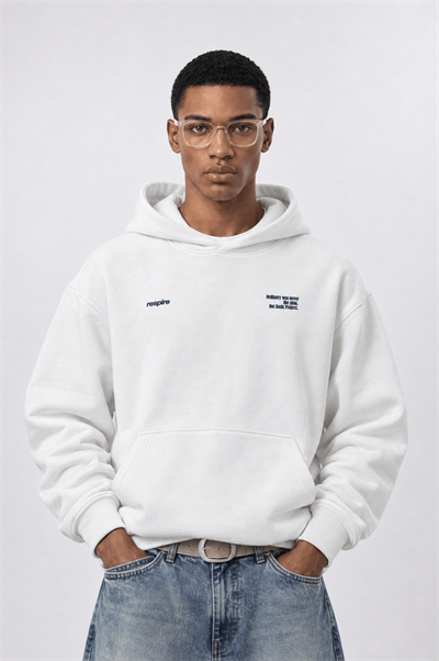Erkek notbasic Baskılı Oversize Hoodie Ekru