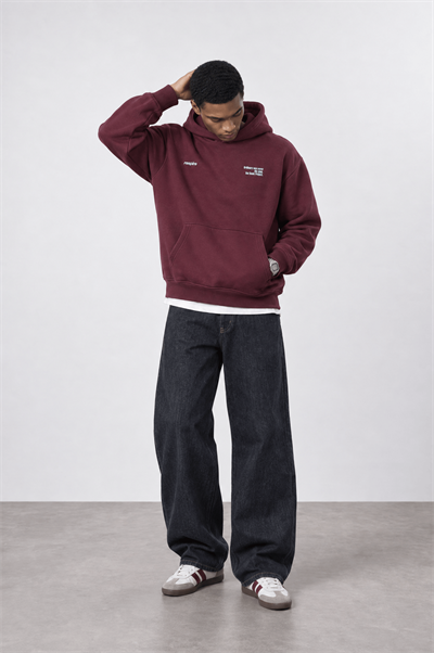 Erkek notbasic Baskılı Oversize Hoodie Bordo