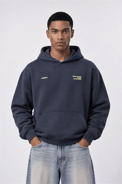 Erkek notbasic Baskılı Oversize Hoodie Lacivert