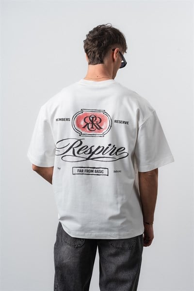 Erkek Notre Baskılı Oversize T-Shirt Ekru