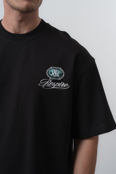 Erkek Notre Baskılı Oversize T-Shirt Siyah