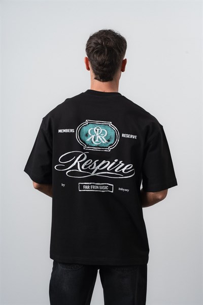 Erkek Notre Baskılı Oversize T-Shirt Siyah