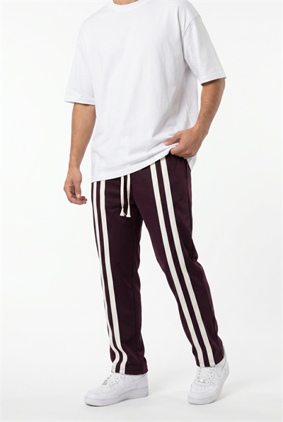 Erkek Ön Şerit Detaylı Baggy Eşofman Altı Mürdüm