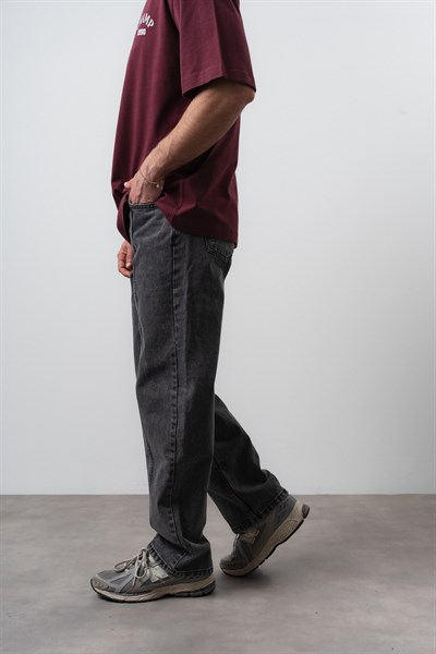 Erkek Önü Dikiş Detaylı Baggy Jean Antrasit