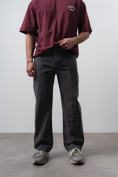 Erkek Önü Dikiş Detaylı Baggy Jean Antrasit