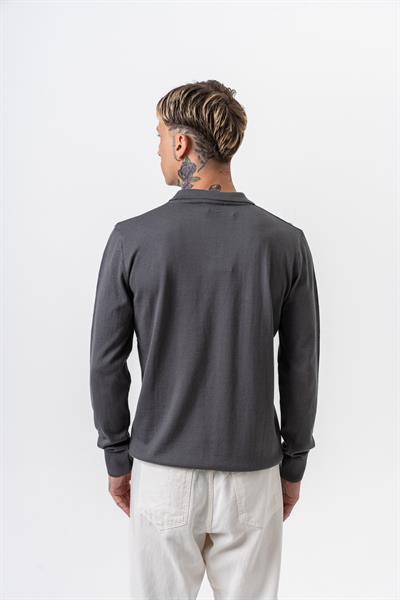 Erkek Pamuk Karışımı Polo Yaka Örme Triko Füme