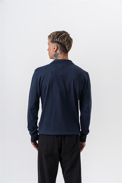 Erkek Pamuk Karışımı Polo Yaka Örme Triko Lacivert