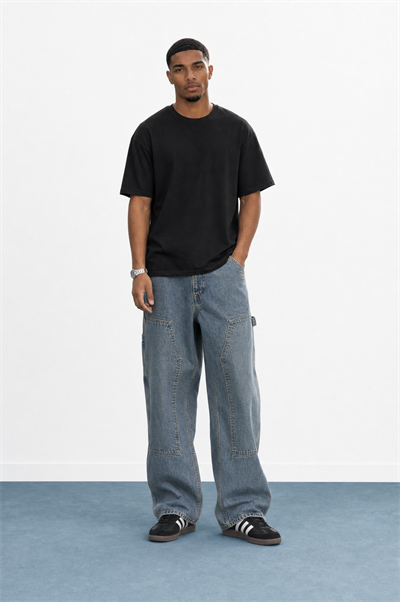 Erkek Parça Detaylı Baggy Jean Mavi